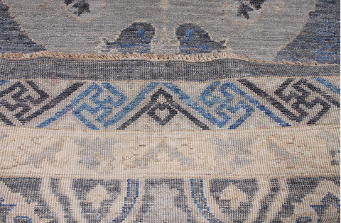 Modern Blue Hand Knotted 91 X 1111 Area Rug 254-110913 Image 1