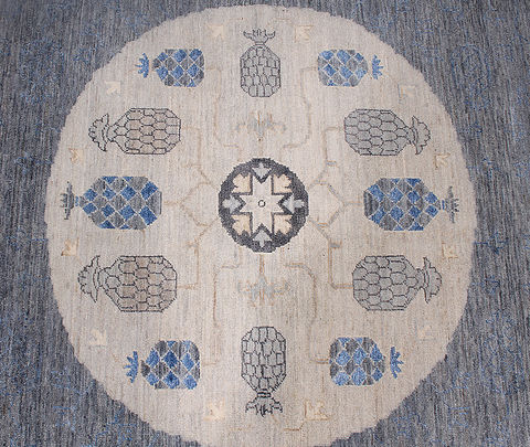 Modern Blue Hand Knotted 91 X 1111 Area Rug 254-110913 Image 2