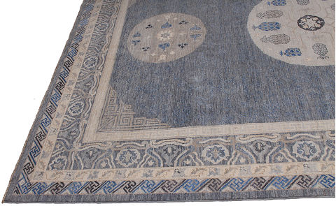 Modern Blue Hand Knotted 91 X 1111 Area Rug 254-110913 Image 3
