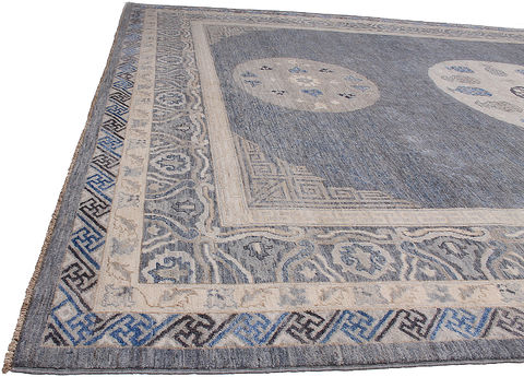 Modern Blue Hand Knotted 91 X 1111 Area Rug 254-110913 Image 4
