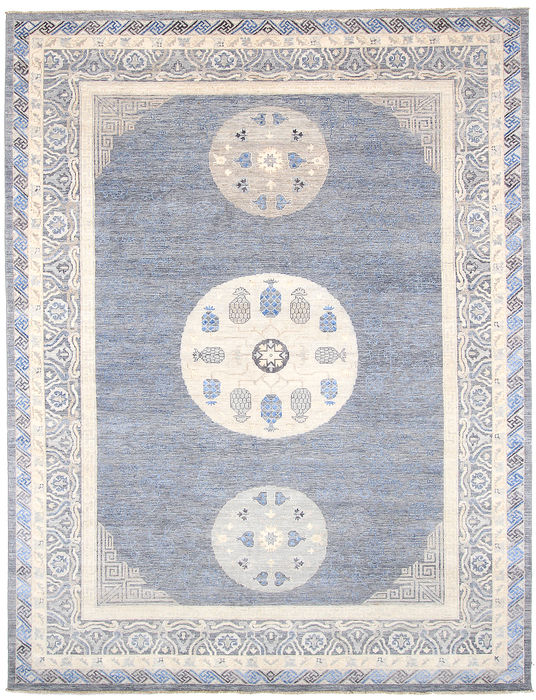 Modern Blue Hand Knotted 91 X 1111 Area Rug 254-110913 Image 0
