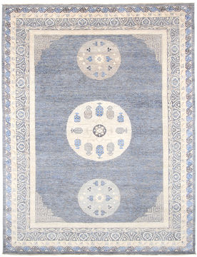 Pakistani Modern Blue Rectangle 9x12 ft Wool Carpet 110913