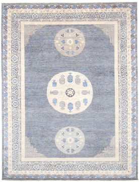 Modern Blue Hand Knotted 9'1" X 11'11"  Area Rug 254-110913