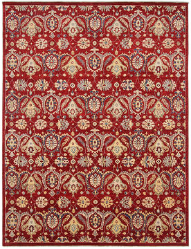 Pakistani Modern Red Rectangle 9x12 ft Wool Carpet 110916