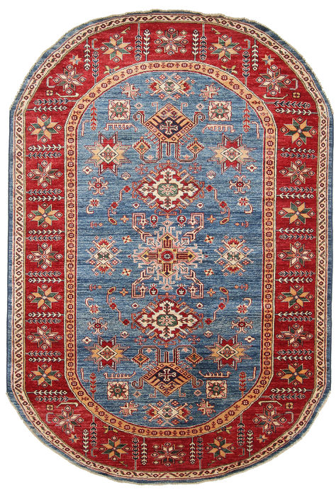 Kazak Blue Oval Hand Knotted 57 X 82  Area Rug 254-110924 Image 0