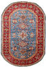 Kazak Blue Oval Hand Knotted 57 X 82  Area Rug 254-110924 Thumb 0