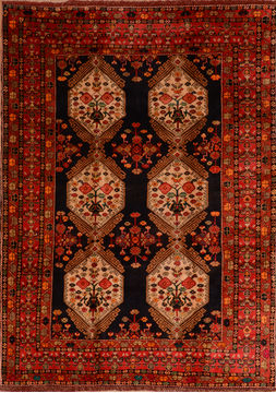 Afghan Khan Mohammadi Black Rectangle 7x10 ft Wool Carpet 110937