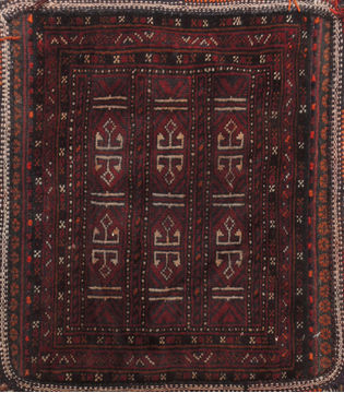 Afghan Baluch Red Square 4 ft and Smaller Wool Carpet 110970