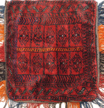 Turkman Red Hand Knotted 1'8" X 2'10"  Area Rug 100-110991
