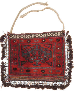 Baluch Red Square Hand Knotted 1'8" X 2'4"  Area Rug 100-111011