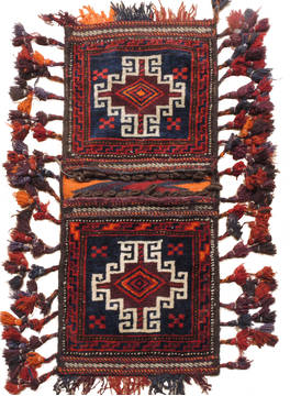 Afghan Baluch Blue Runner 6 ft and Smaller Wool Carpet 111013