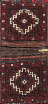 Baluch Red Hand Knotted 1'7" X 3'7"  Area Rug 100-111023