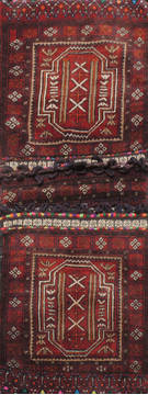 Baluch Red Hand Knotted 1'9" X 4'4"  Area Rug 100-111026