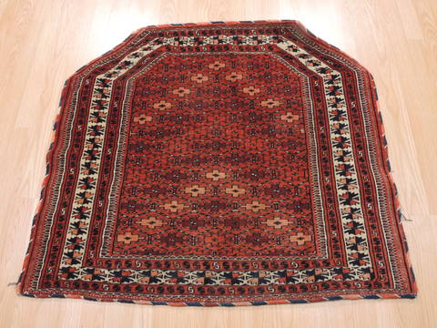 Baluch Red Square Hand Knotted 31 X 35 Area Rug 100-111030 Image 1