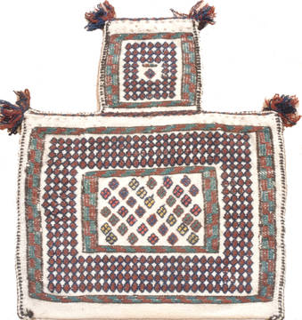 Afghan Baluch White Rectangle 1x2 ft Wool Carpet 111035
