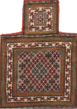 Baluch Purple Square Hand Knotted 1'11" X 2'3"  Area Rug 100-111038