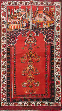 Baluch Red Hand Knotted 3'1" X 5'1"  Area Rug 100-111042