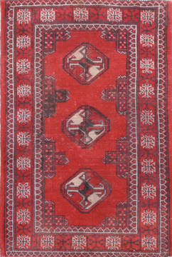 Baluch Red Hand Knotted 2'0" X 2'11"  Area Rug 134-111076