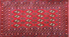 Baluch Red Hand Knotted 2'0" X 4'3"  Area Rug 134-111079