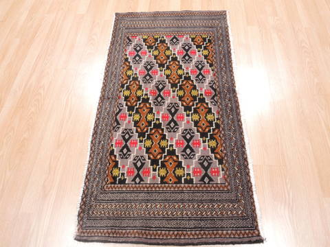 Baluch Grey Hand Knotted 20 X 43 Area Rug 134-111080 Image 2