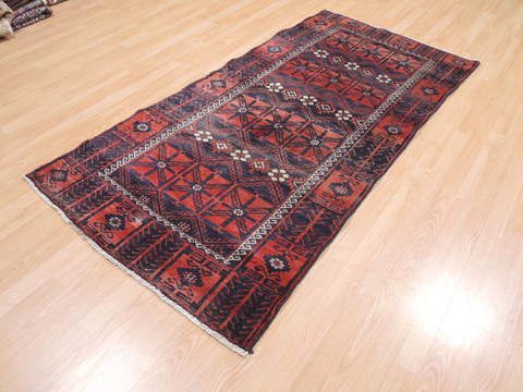 Baluch Red Runner Hand Knotted 35 X 611 Area Rug 134-111103 Image 2