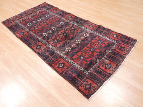 Baluch Red Runner Hand Knotted 35 X 611 Area Rug 134-111103 Image 3
