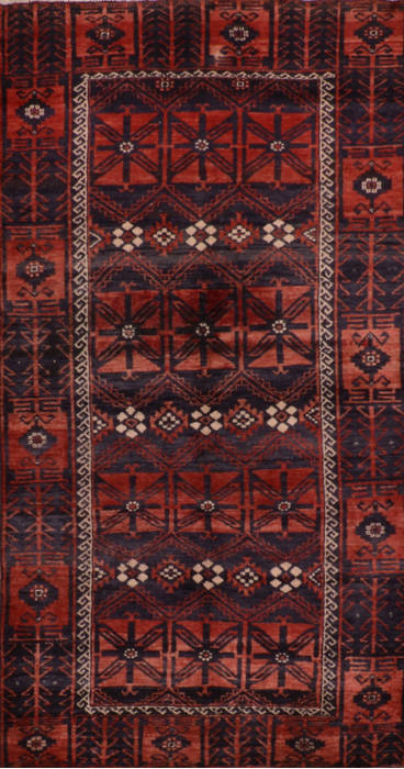 Baluch Red Runner Hand Knotted 35 X 611 Area Rug 134-111103 Image 0