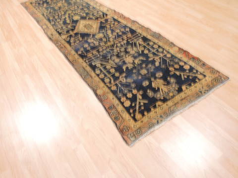 Baluch Blue Runner Hand Knotted 31 X 91 Area Rug 134-111108 Image 5