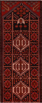 Baluch Black Runner Hand Knotted 2'11" X 7'9"  Area Rug 134-111109