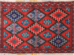 Afghan Baluch Red Rectangle 1x2 ft Wool Carpet 111117