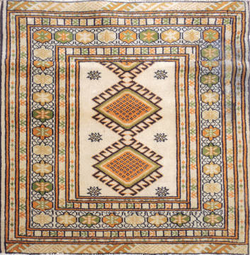 Baluch White Hand Knotted 2'0" X 2'11"  Area Rug 134-111134