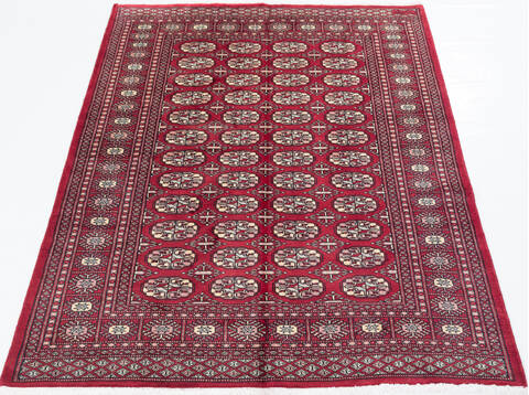 Bokhara Red Hand Knotted 47 X 66  Area Rug 700-111159 Image 1
