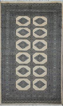 Pakistani Bokhara Grey Rectangle 5x7 ft Wool Carpet 111178