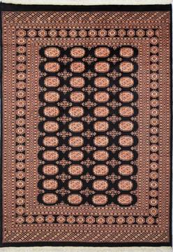 Bokhara Black Hand Knotted 5'7" X 7'10"  Area Rug 700-111189