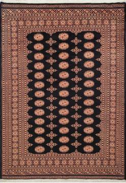 Bokhara Black Hand Knotted 5'7" X 7'9"  Area Rug 700-111190