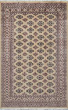 Pakistani Jaldar Beige Rectangle 5x8 ft Wool Carpet 111221