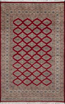 Pakistani Jaldar Red Rectangle 5x8 ft Wool Carpet 111225