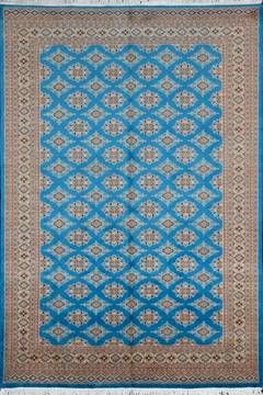 Pakistani Jaldar Blue Rectangle 6x9 ft Wool Carpet 111251