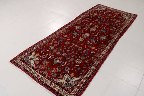 Hamedan Red Runner Hand Knotted 35 X 87 Area Rug 99-111266 Image 2
