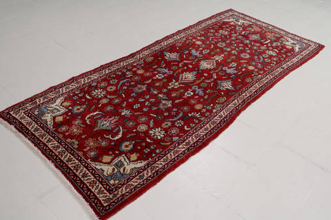 Hamedan Red Runner Hand Knotted 35 X 87 Area Rug 99-111266 Image 3