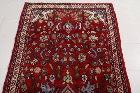 Hamedan Red Runner Hand Knotted 35 X 87 Area Rug 99-111266 Image 4