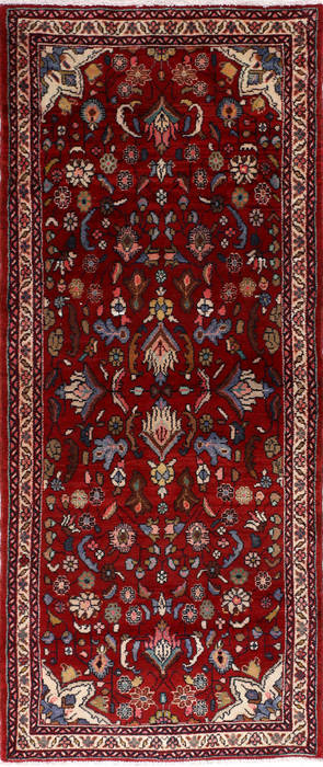 Hamedan Red Runner Hand Knotted 35 X 87 Area Rug 99-111266 Image 0