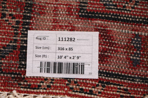 Baluch Red Runner Hand Knotted 29 X 104 Area Rug 99-111282 Image 18