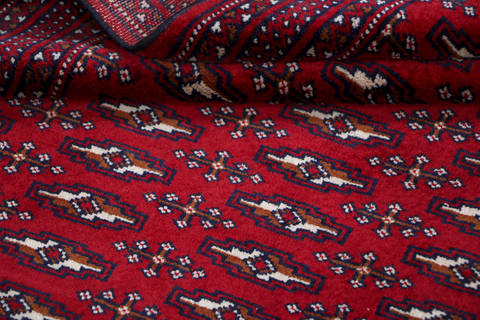 Turkman Red Runner Hand Knotted 35 X 90 Area Rug 99-111302 Image 12