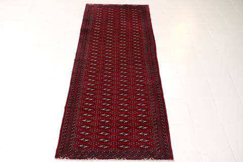 Turkman Red Runner Hand Knotted 35 X 90 Area Rug 99-111302 Image 1