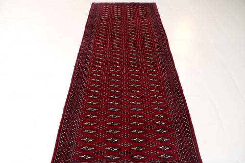 Turkman Red Runner Hand Knotted 35 X 90 Area Rug 99-111302 Image 3
