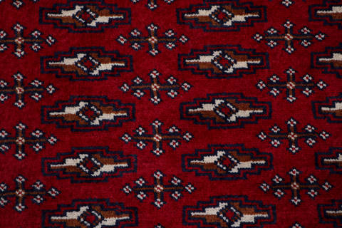 Turkman Red Runner Hand Knotted 35 X 90 Area Rug 99-111302 Image 6