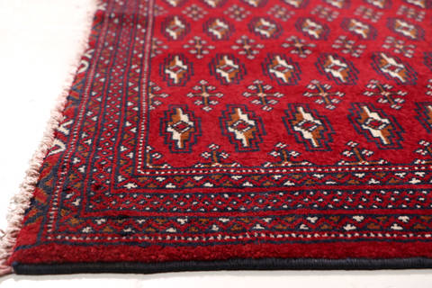 Turkman Red Runner Hand Knotted 35 X 90 Area Rug 99-111302 Image 8
