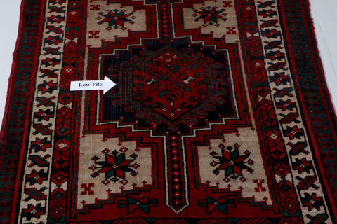 Sarab Red Runner Hand Knotted 34 X 77 Area Rug 99-111345 Image 12