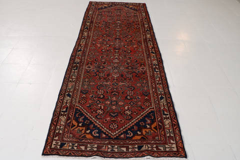 Hamedan Red Runner Hand Knotted 33 X 98 Area Rug 99-111356 Image 1